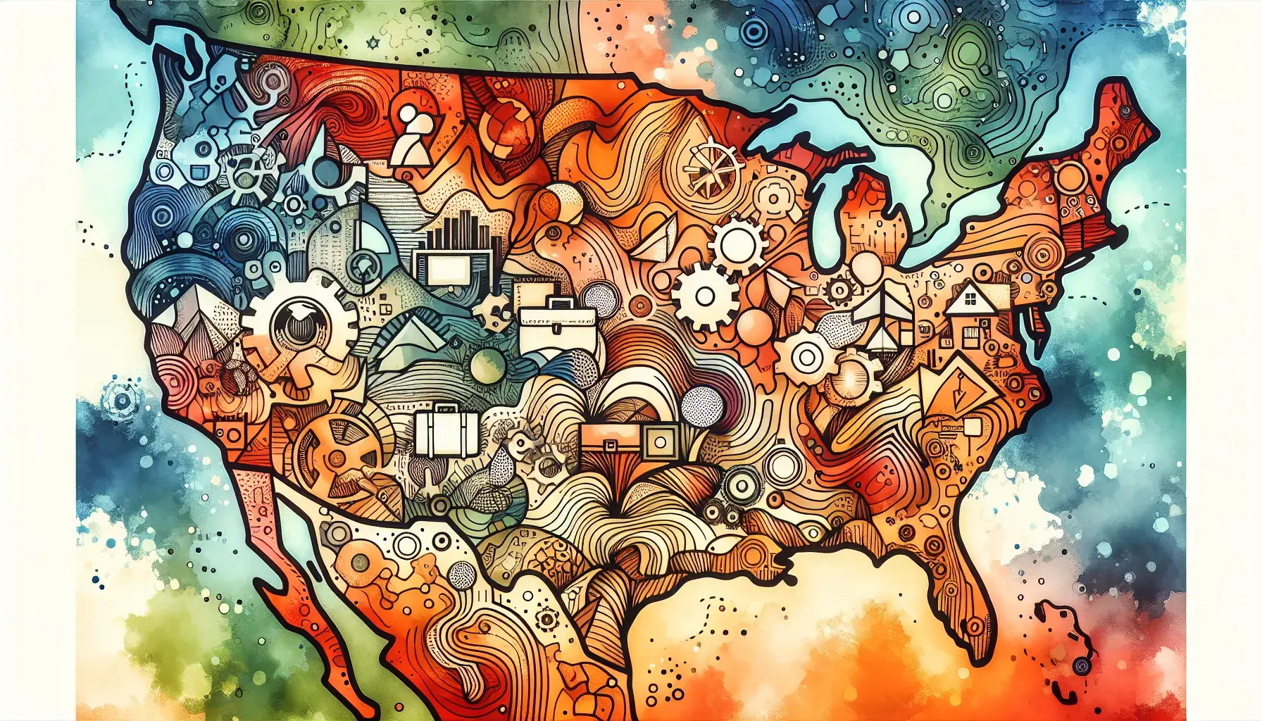 A symbolic representation of job opportunities across diverse landscapes.